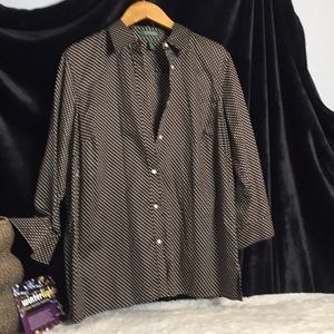 Ralph Lauren cotton polka dot classic brown /white